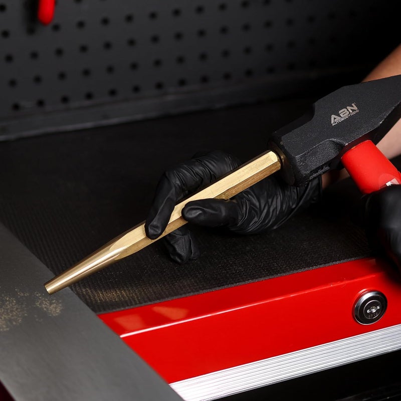 ABN Brass Punch Set - 2 Piece Brass Drift Pin Punch Set - Mechanic’s Non-Marring Chisel Punches for Vehicles - Image 4